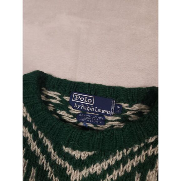 Vintage Polo Ralph Lauren Wool‎ Handknit Aztec Sweater Mens Small - Picture 3 of 5